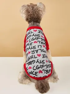 Cute pet dog t-shirt with letter print raglan sleeves, comfortable cotton puppy clothes for small dogs