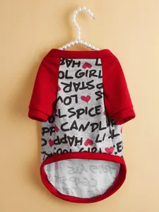 Cute pet dog t-shirt with colorblock raglan sleeves and sweet letter heart print for puppy.