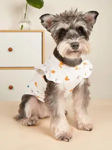 Summer cute rabbit flower print pet dog cat flying sleeve vest cool comfortable apparel