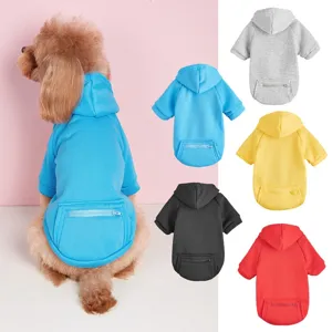 Pet Fleece Hoodie Dog Cat Winter Warm Clothes Small Dog Apparel Zipper Pocket Hooded Sweatshirt Soft Puppy Coat