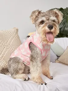 Joli gilet pour chien avec motif de nœud, vêtement d'hiver chaud pour animal avec fermeture éclair.