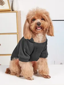 Dog hoodie pet clothes solid color two-leg winter warm apparel for small dogs puppy cat