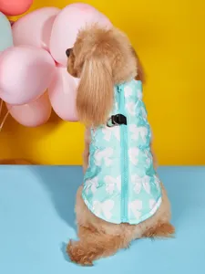 Gilet d'hiver chaud pour chien avec joli motif de nœud, fermeture éclair et anneau de laisse.