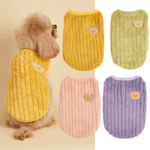 Dikke winter fleece huisdier vest voor honden katten, warme puppy kleding met schattige beren patch.