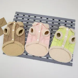 Detail view of winter warm pet fleece vest, soft suede lamb cashmere jacket for small dogs cats.