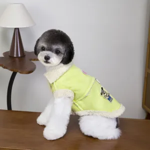 Pet winter warm lamb suede vest cute cartoon embroidery jacket for small dogs cats clothing