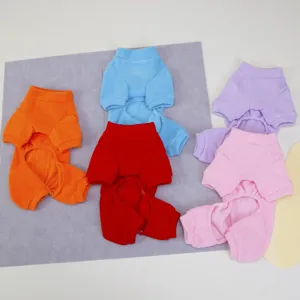 Colorful fleece pet onesie, thickened warm dog jumpsuit for autumn and winter outdoor wear.