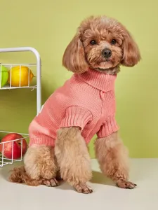 Pet sweater detail, turtleneck knit design with rabbit pattern for dogs and cats warm.