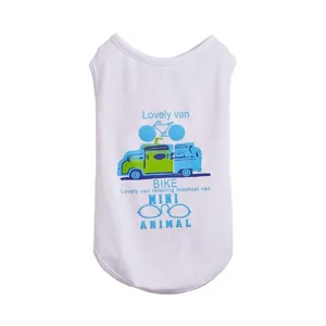 Zomer dun huisdier vest met auto print, ademende hondenkleding en kattenkleding voor warme dagen.