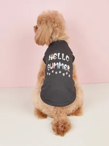 Joli gilet d'été pour chien avec imprimé de lettres et pattes, vêtements respirants pour chats.