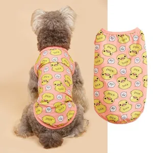 Frühling Sommer dünne Haustier Weste süß Ente Print Katzen und Hunde Kleidung gelb pink