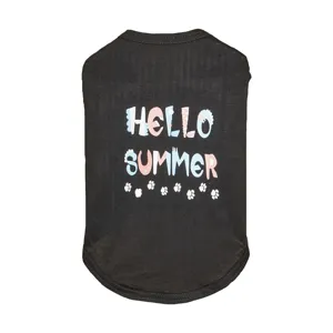 Gilet pour animal de compagnie noir d'été pour chiens chats avec joli imprimé de lettres