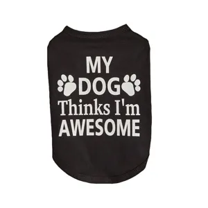 Gilet pour animal de compagnie noir respirant avec empreinte de patte et texte anglais drole.