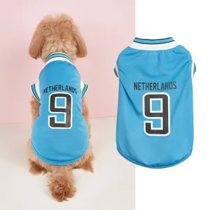 Pet dog jersey mesh sports vest breathable summer clothes for small dogs puppy blue 1pc