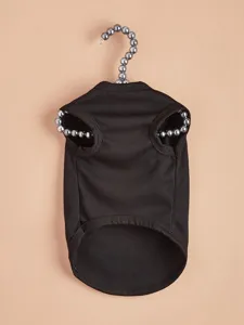 Gilet pour animal de compagnie noir respirant, vêtement d'été unicolore pour petit chien.