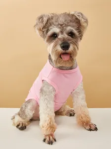 Gilet d'été rose mignon pour chiens et chats, vêtements respirants de couleur unie.