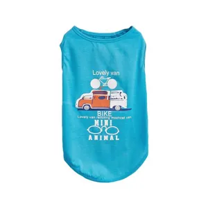 Lichtgewicht ademend zomer huisdier vest voor honden en katten met leuke auto en fiets print.