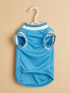Blue mesh pet dog basketball vest breathable summer sportswear for small dogs and puppies apparel