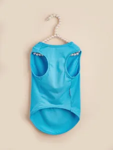 Zomer ademende blauwe huisdier vest hond kat mouwloos shirt kleding huisdierbenodigdheden.