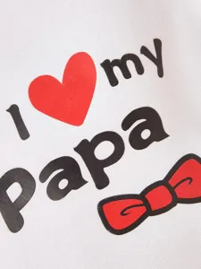 Pet hoodie fabric detail with cute love papa print and bow design for pets wear.