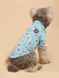 Cute owl floral print pet shirt for small dogs breathable comfortable puppy apparel clothes
