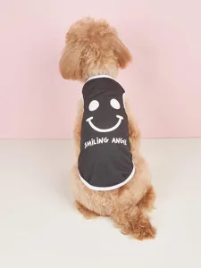 Summer cute dog vest with smiley print casual pet clothes for small dogs puppy apparel
