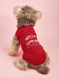 Gilet d'été rouge pour animaux de compagnie, chemise sans manches respirante avec motif.