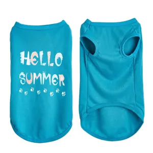 Vue détaillée du gilet pour animal de compagnie avec imprimé hello summer et jolies pattes.