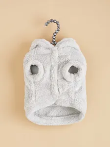 Vêtements pour animaux en peluche grise mignons avec oreilles d'ours, gilet d'hiver chaud pour chien.