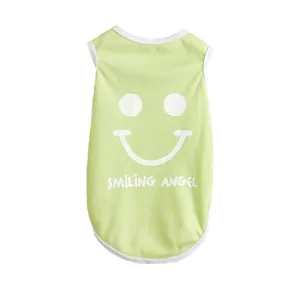Summer cute dog vest solid color smiley face print pet clothes small dogs breathable apparel