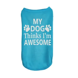 Gilet pour animal de compagnie respirant bleu d'été vêtements pour chien avec impression de texte