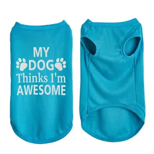 Gilet pour animal de compagnie bleu uni respirant d'été avec jolie impression de texte