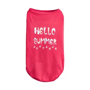 Gilet pour chien mignon imprimé patte de chat, vêtement chiot respirant rouge pour été.