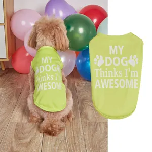 Gilet d'été respirant pour chien de compagnie petit chiot vert mignon avec impression lettres