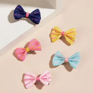 Épingle à Cheveux pour Animaux Nœud Papillon Style Coréen Impression Lettre Anglaise Pince à Cheveux Chien Princesse