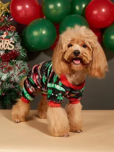 Christmas pet fleece four-leg clothing, warm coral velvet apparel for small dogs puppy.
