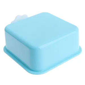 Blue plastic pet cage hanging bowl holder fixed feeder base main product view show