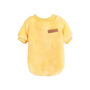 Soft fleece pet winter sweater in vibrant yellow color, cozy and warm apparel for dogs and cats.