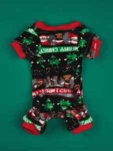 Christmas dog onesie coral fleece warm four leg pet winter clothes cute puppy jumpsuit