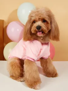 Pink fleece dog sweater, soft and warm winter pet apparel, cozy pet clothing for small dogs.