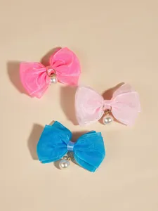 Prinzessin stil haarschleife mit perlenanhanger fur haustiere hunde in rosa und blau.