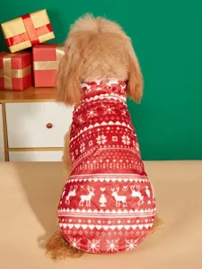 Natale pile per cani maglione inverno caldo rosso cervo fiocco di neve vestiti animali