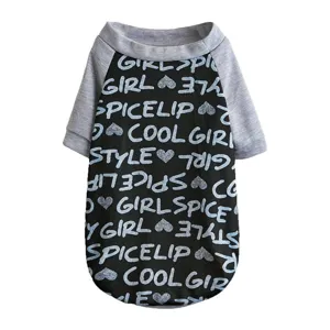 Cute dog t-shirt with raglan sleeves, stylish letter print and heart patterns for pets.