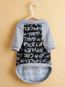 Cute dog t-shirt with raglan sleeves and stylish letter prints, perfect for small pets.