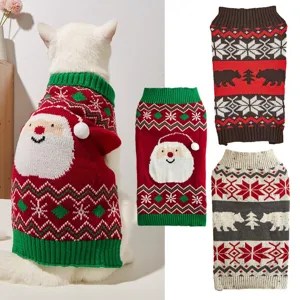 Pet Dog Christmas Sweater Warm Knitwear Snowman Polar Bear Print Turtleneck Puppy Winter Clothes For Small Dogs Cats