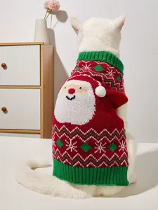 Christmas knitted pet sweater for cats and dogs, cute Santa Claus winter warm apparel clothing