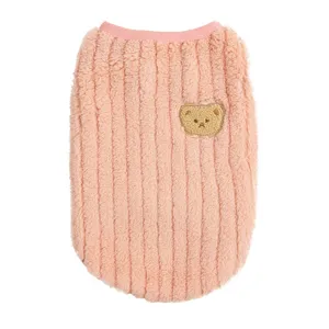 Warme winter huisdier fleece vest met schattige beren borduurwerk ontwerp voor honden en katten.
