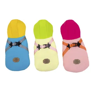 Hond Winter Warme Katoenen Jas Schattige Snoepkleur Met Capuchon Vest Met Tuigje Voor Kleine Middelgrote Honden Huisdier Kleding