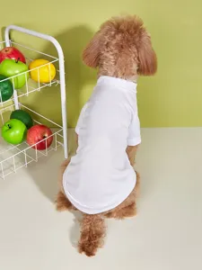 Breathable mesh pet t-shirt for small dogs summer spring cute white apparel dog clothes detail