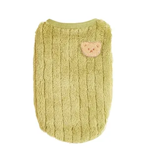 Dikke fleece huisdier vest met beren patch voor de winter, zacht en comfortabel voor honden en katten.